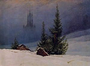 Paesaggio invernale con chiesa, cm. 33 x 45, Museum fur Kunst und Kulturgeschichte, Dortmund.
